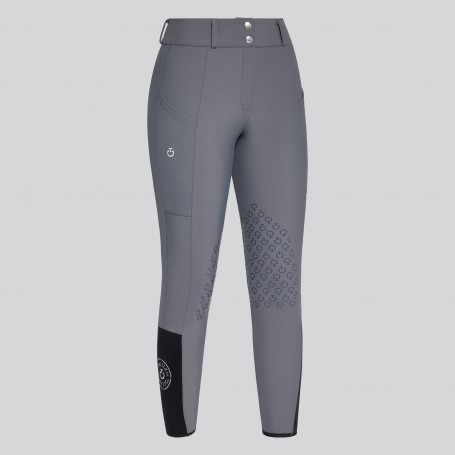 Pantalon taille haute CAVALLERIA TOSCANA "Perforated Insert" Gris Anthracite