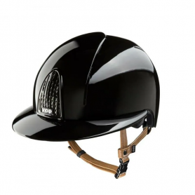 Casque KEP "Smart" visière polo noir polish jugulaire beige