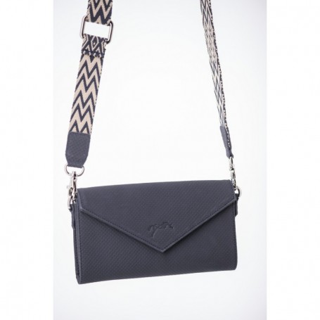 Pochette Téléphone en Cuir Perforé PÉNÉLOPE Noir