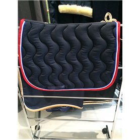 Tapis Luxe Marine gallon rouge passepoil blanc et passepoil bleu roi