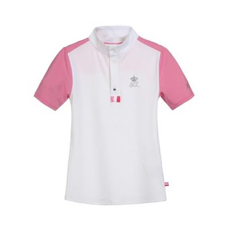 Polo concours fille ERIN blanc et rose